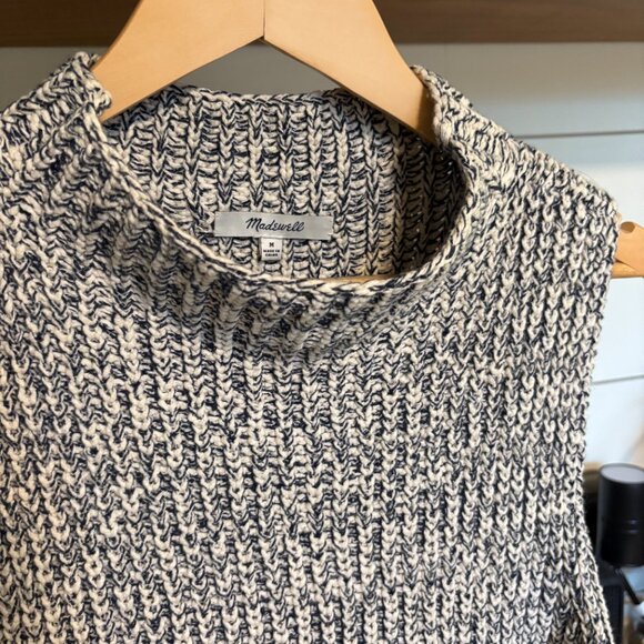 Madewell Knit Sweater Vest | Size Medium | Navy & White - Picture 2 of 3